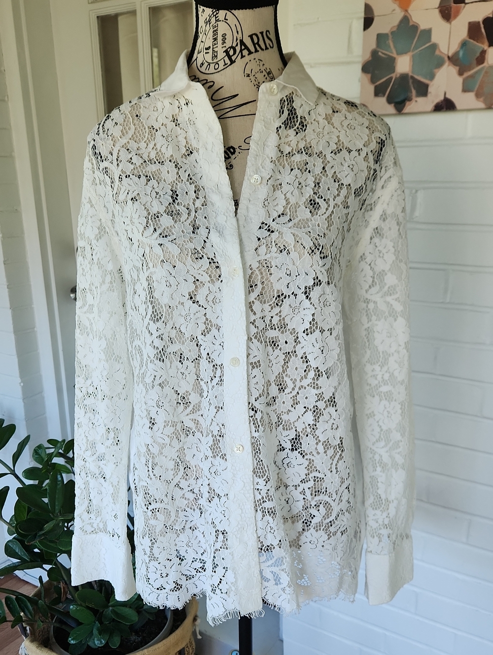ATM Anthony Thomas Melillo  Lace Oxford Blouse SZ S
